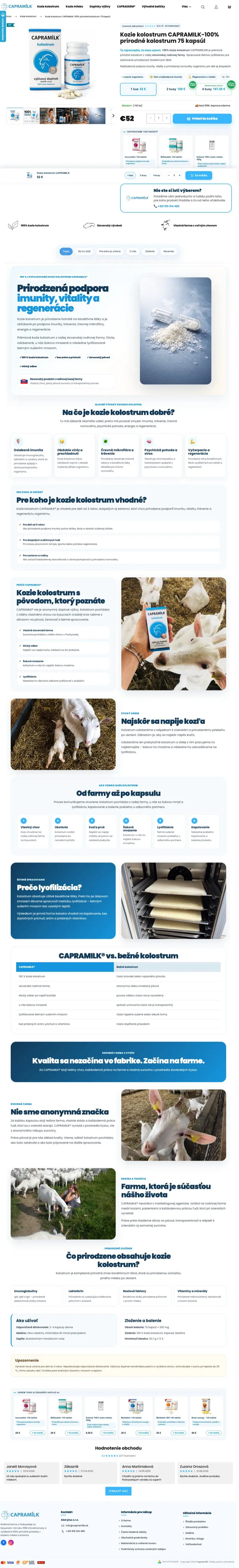 CapraMilk — Produktová podstránka od Yummy ads